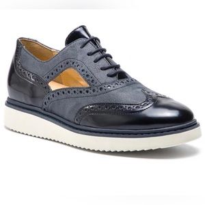 Oxfords GEOX, size 37, (6.5, US) navy blue, leather/suede -